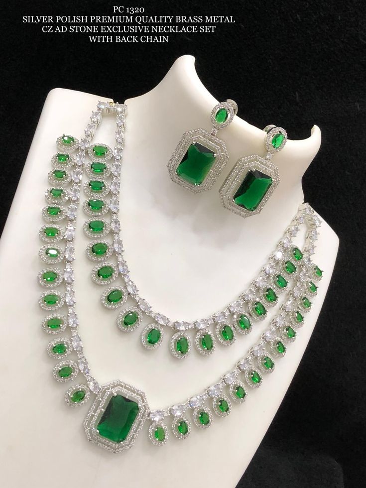 Silver Polish Premium Quality CZ AD Stone Necklace Set