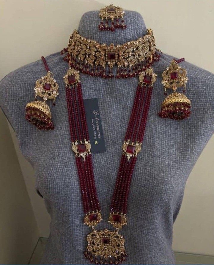Buy Maroon & Gold Bridal Jewelry Set For You