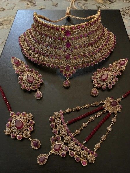 Gold Plated Pink Kundan Wedding Wear Necklace set