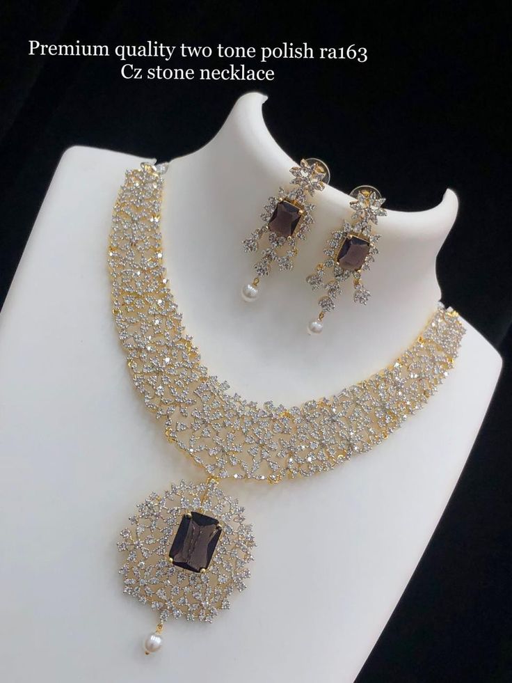 Buy Vadhuvu Gold Plated AD Stone Necklace Set