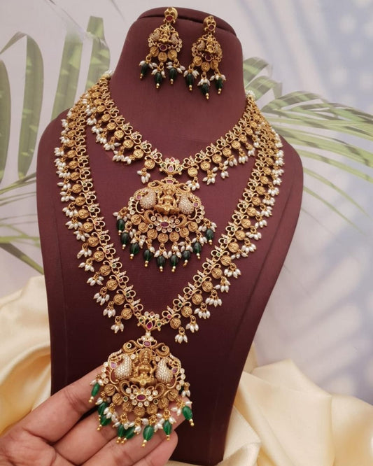 Double Lyer Kundan Necklace Combo Set