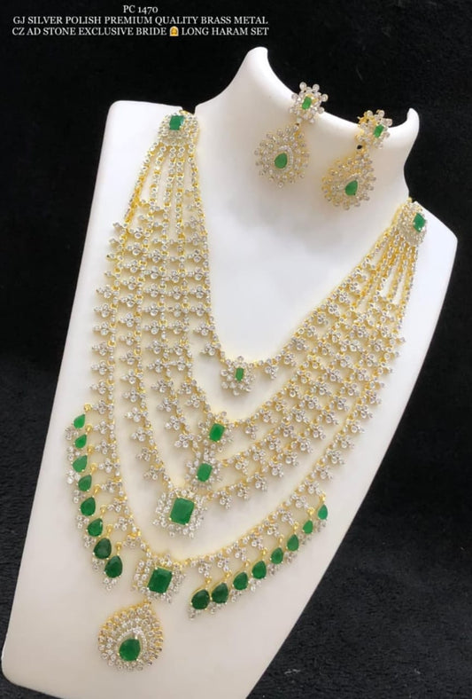 AD Dimond Emerald Green Multi Layer Haram
